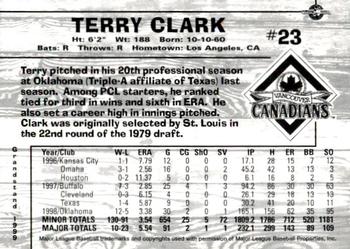 1999 Grandstand Vancouver Canadians #NNO Terry Clark Back