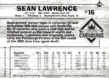 1999 Grandstand Vancouver Canadians #NNO Sean Lawrence Back