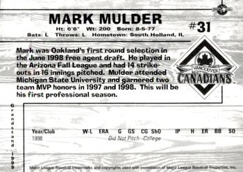 1999 Grandstand Vancouver Canadians #NNO Mark Mulder Back