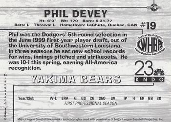 1999 Grandstand Yakima Bears #NNO Phil Devey Back