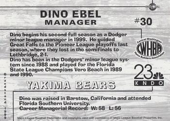 1999 Grandstand Yakima Bears #NNO Dino Ebel Back