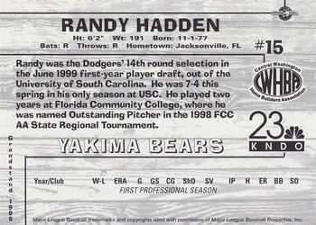 1999 Grandstand Yakima Bears #NNO Randy Hadden Back