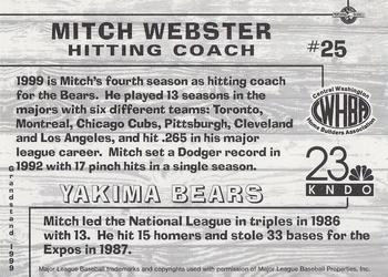 1999 Grandstand Yakima Bears #NNO Mitch Webster Back