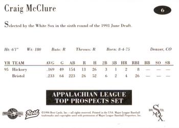 1996 Best Appalachian League Top Prospects #6 Craig McClure Back