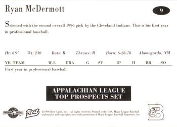 1996 Best Appalachian League Top Prospects #9 Ryan McDermott Back