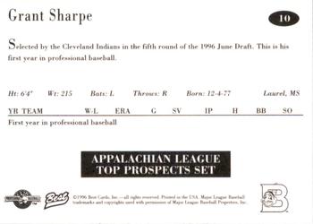 1996 Best Appalachian League Top Prospects #10 Grant Sharpe Back