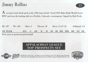 1996 Best Appalachian League Top Prospects #25 Jimmy Rollins Back