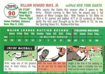 1997 Topps - Willie Mays Commemorative Reprints #5 Willie Mays Back