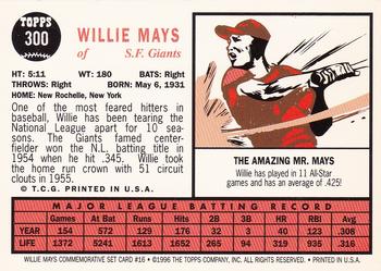 1997 Topps - Willie Mays Commemorative Reprints #16 Willie Mays Back