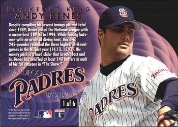 1995 Ultra - Strikeout Kings Gold Medallion #1 Andy Benes Back
