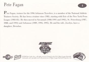1996 Best Arkansas Travelers #4 Pete Fagan Back