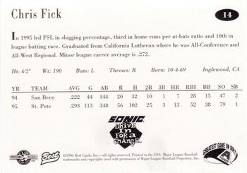 1996 Best Arkansas Travelers #14 Chris Fick Back