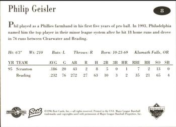 1996 Best Binghamton Mets #8 Philip Geisler Back