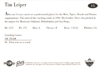 1996 Best Binghamton Mets #15 Tim Leiper Back