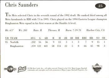 1996 Best Binghamton Mets #25 Chris Saunders Back