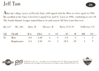 1996 Best Binghamton Mets #26 Jeff Tam Back