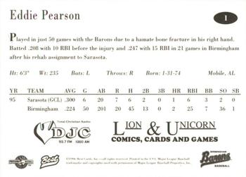 1996 Best Birmingham Barons #1 Eddie Pearson Back