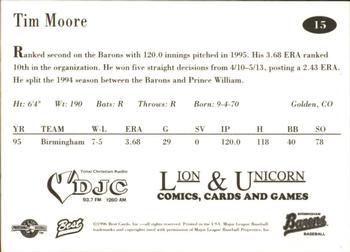 1996 Best Birmingham Barons #15 Tim Moore Back