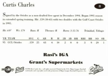 1996 Best Bluefield Orioles #8 Curtis Charles Back
