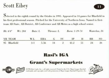 1996 Best Bluefield Orioles #11 Scott Eibey Back