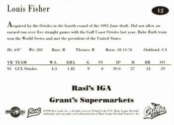 1996 Best Bluefield Orioles #12 Louis Fisher Back