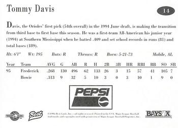 1996 Best Bowie Baysox #14 Tommy Davis Back