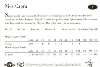 1996 Best Bristol White Sox #1 Nick Capra Back