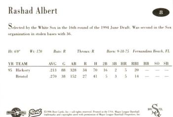 1996 Best Bristol White Sox #8 Rashad Albert Back
