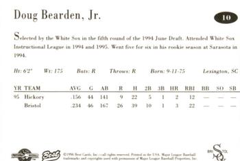 1996 Best Bristol White Sox #10 Doug Bearden  Back