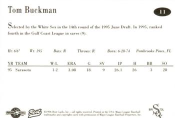 1996 Best Bristol White Sox #11 Tom Buckman Back