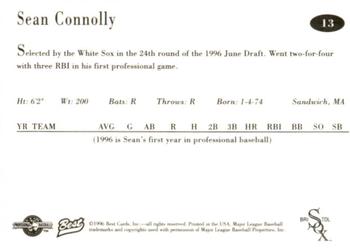 1996 Best Bristol White Sox #13 Sean Connolly Back