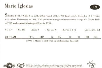 1996 Best Bristol White Sox #19 Mario Iglesias Back