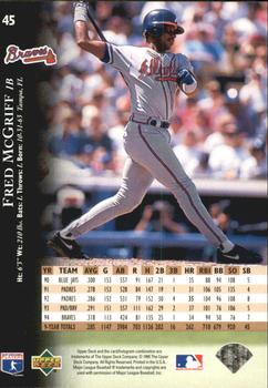 1995 Upper Deck - Electric Diamond Gold #45 Fred McGriff Back