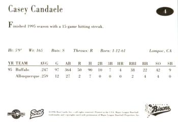 1996 Best Buffalo Bisons #4 Casey Candaele Back