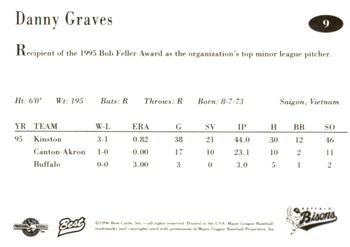 1996 Best Buffalo Bisons #9 Danny Graves Back