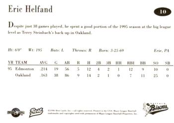 1996 Best Buffalo Bisons #10 Eric Helfand Back