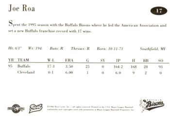 1996 Best Buffalo Bisons #17 Joe Roa Back