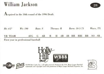 1996 Best Burlington Indians #28 William Jackson Back