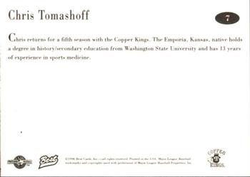 1996 Best Butte Copper Kings #7 Chris Tomashoff Back