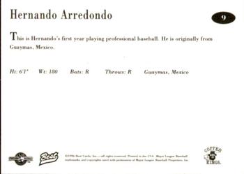 1996 Best Butte Copper Kings #9 Hernando Arredondo Back