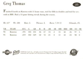 1996 Best Canton-Akron Indians #25 Greg Thomas Back