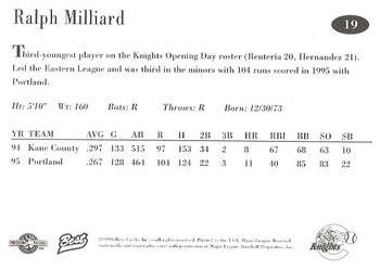 1996 Best Charlotte Knights #19 Ralph Milliard Back