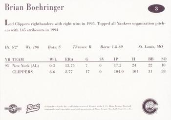 1996 Best Columbus Clippers #3 Brian Boehringer Back