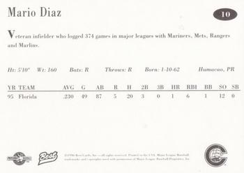 1996 Best Columbus Clippers #10 Mario Diaz Back