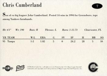 1996 Best Columbus Clippers #7 Chris Cumberland Back