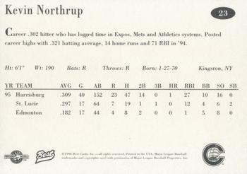 1996 Best Columbus Clippers #23 Kevin Northrup Back