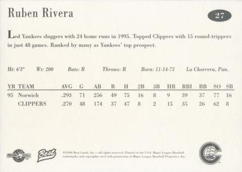 1996 Best Columbus Clippers #27 Ruben Rivera Back