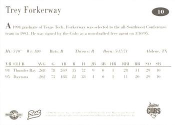 1996 Best Daytona Cubs #10 Trey Forkerway Back