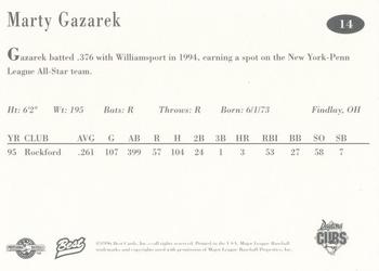 1996 Best Daytona Cubs #14 Marty Gazarek Back