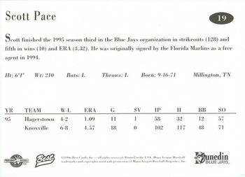1996 Best Dunedin Blue Jays #19 Scott Pace Back